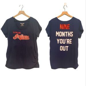 Motherhood Maternity Cleveland Indians Nine Months You're Out T-Shirt Size XL
